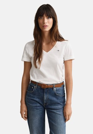 GANT SHIELD V NECK - T-shirt basique - white