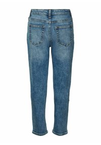 Blå denimjeans med slim fit, med mid-rise midja, fem fickor och rak benklippning. Påtaglig blekning och whiskering-detaljer.