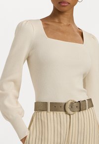 Lauren Ralph Lauren RIB KNIT PUFF SLEEVE SWEATER - Pulover - mascarpone cream