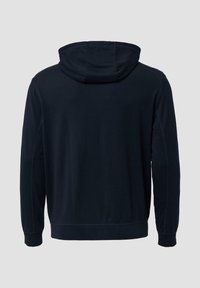 Marine hoodie met een trekkoordcapuchon, lange mouwen en ribgebreide manchetten. Gemaakt van een gladde stof met een egale textuur en minimale stikseldetails.