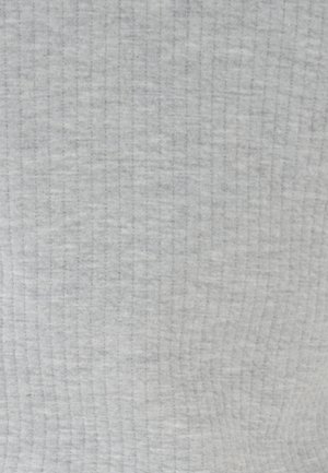 Gray ribbed fabric texture, featuring a subtle pattern with a soft, smooth surface, suitable for casual wear.