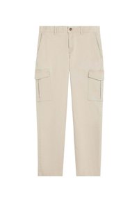Pantaloni cargo bej cu croi drept, dotati cu doua buzunare laterale, inchidere cu nasture si detalii subtile de cusatura. Fabricati din material durabil.