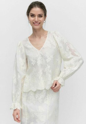 EMMY STRUCTURE V NECK BLOUSE - Pusero - off white