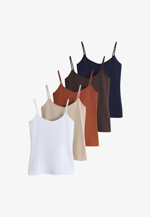 THE SET, 5 PACK STRAPPY CAMI VEST TOPS - Top - navy brown stripe ochre white
