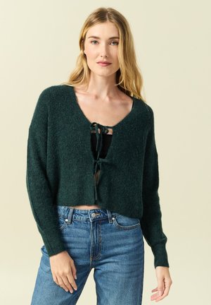MIT V-AUSSCHNITT UND KNOTEN - Cardigan - vert foncé