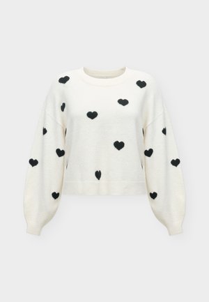 ONLY, ONLRICA DETAIL O NECK  - Pullover - birch/black/melange