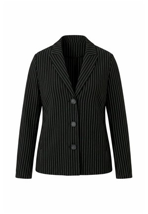 Ulla Popken, SILVER PINSTRIPE LONG SLEEVE STRETCH FIT BLAZER - Blazer - black