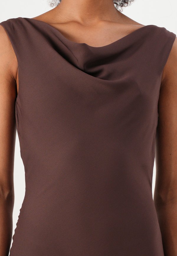 ALIA COWL NECK RUFFLED MAXI DRESS - Occasion wear - chocolate2