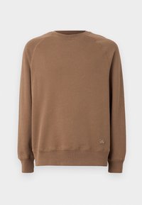 Bruine sweatshirt gemaakt van katoen, met een ronde hals, raglan mouwen en een kleine logopatch op de onderlinke kant. Zachte textuur.
