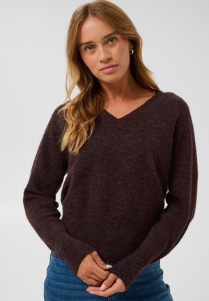 Kaffe, KANIEL V-NECK - Pullover - fudge melange