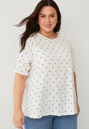 UND PUFFÄRMEL - Blouse - weiss gepunktet