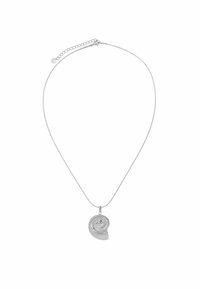 Sølvanheng med spiral skjell design, med ribbet tekstur og en glatt kjede, justerbar lengde med låsespenn.