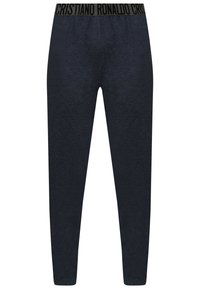 Marineblå sweats med en blød tekstur og et sort elastisk liv, der præsenterer teksten "CRISTIANO RONALDO" fremtrædende.