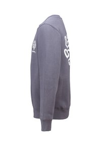 Grijze sweatshirt met een ronde hals, geribbelde manchetten en een minimalistisch graphic design op de achterkant. Zachte textuur met een comfortabele pasvorm.