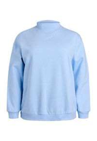 Lichtblauwe sweatshirt met een hoge kraag, lange mouwen en geribbelde boorden. Zachte stoftextuur en een losse pasvorm met een eenvoudig ontwerp.