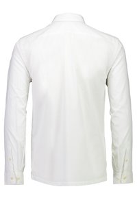 Witte langemouwen shirt van katoen met een klassieke kraag, met knopen bij de manchetten en een gladde textuur. De achterkant toont een schone, onopgesmukte uitstraling.