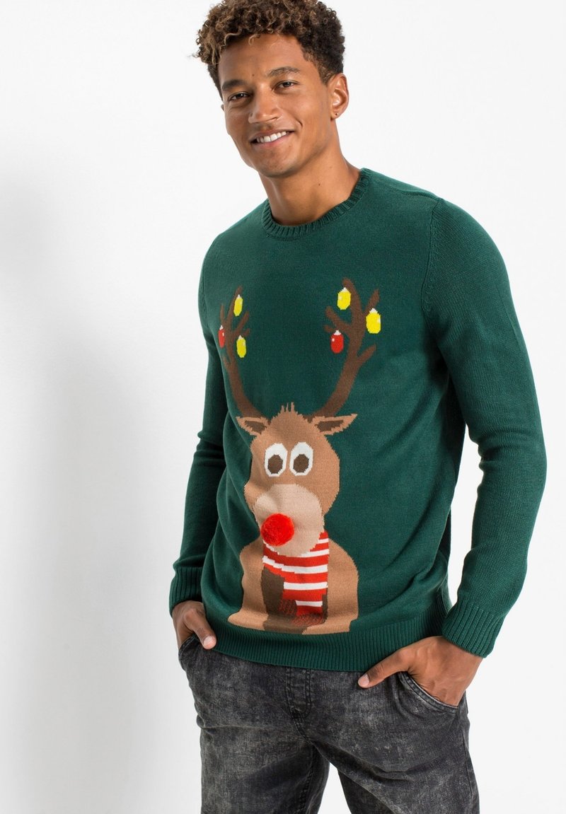 bonprix MIT WEIHNACHTSMOTIV - Maglione - green