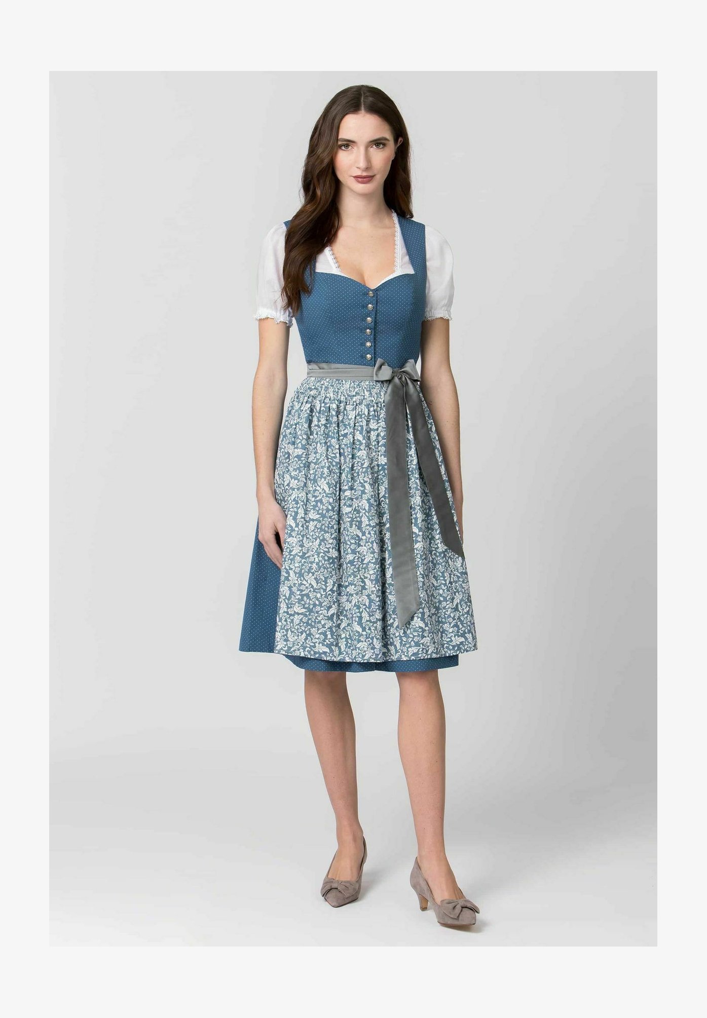 Stockerpoint Melida Dirndl Donna Rosa Antico – Abito Tradizionale Tirolese Con Grembiule In Pizzo