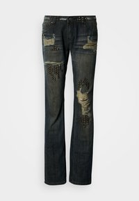 DISTRESSED STUDDED WITH INSERTS - Jeans Straight Leg - denim