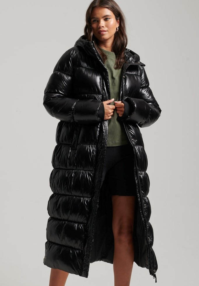 Superdry LONGLINE PUFFER - Abrigo de invierno - black/negro Zalando.es