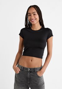 Stradivarius - Basic T-shirt - black Thumbnail Image 1