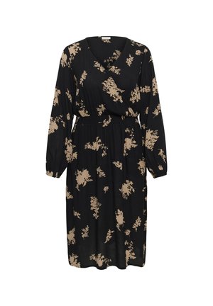 Kaffe Curve, KCJENNA LONG SLEEVE - Robe de jour - black brown flower print