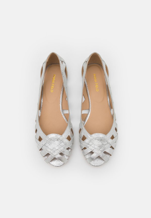 LEATHER - Peeptoe ballet pumps - silver2