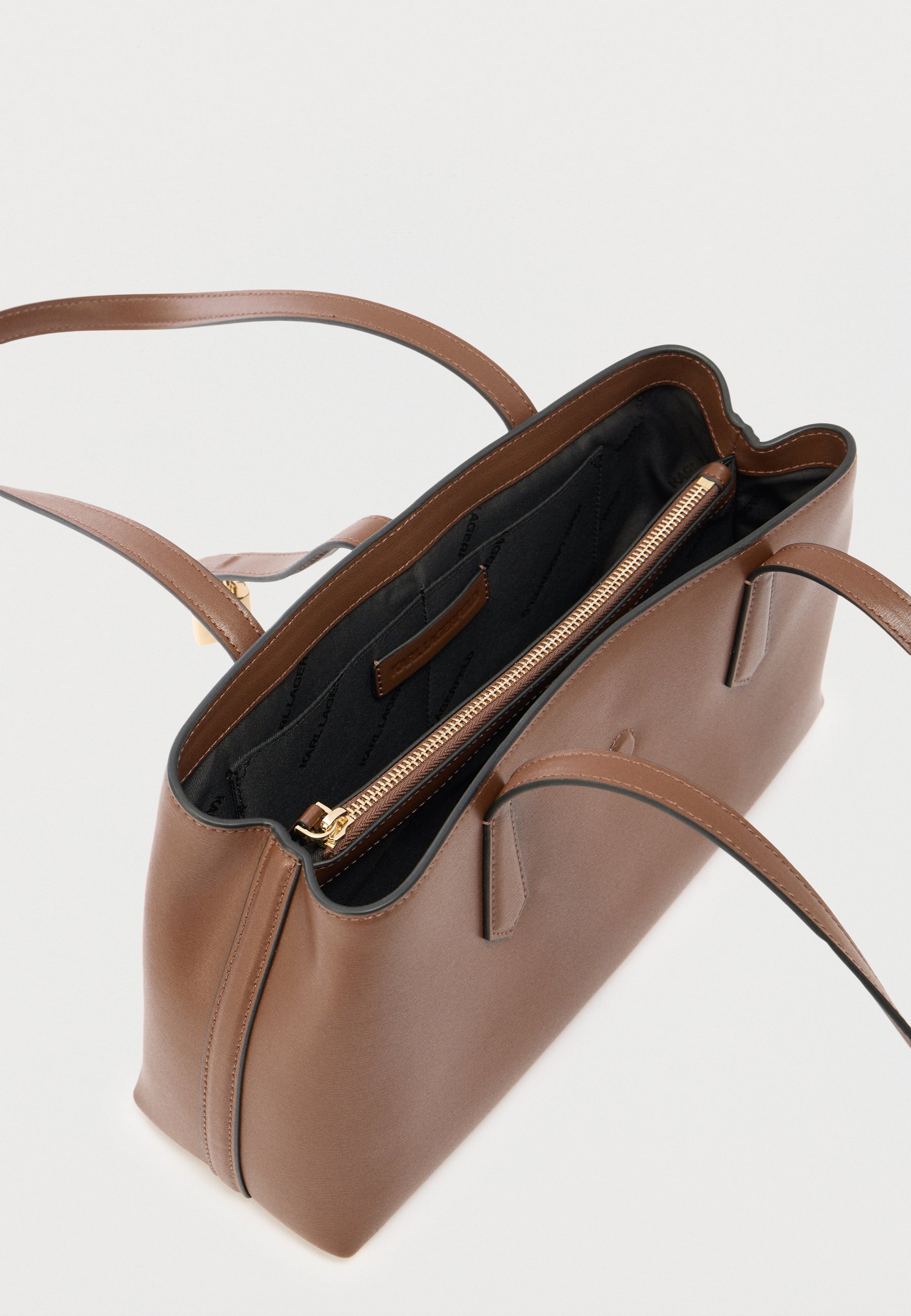 KARL LAGERFELD ブラウンレザー ビジネスバッグ KARL LAGERFELD AUTOGRAPH PADLOCK - Handbag - dark friar brown/dark