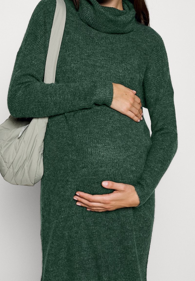 green maternity sweater dress Momyknows Green Knit Off Shoulder Flare Sleeve Bodycon Elegant Going Out  Maternity Photoshoot Maxi Sweater Dress main image 0