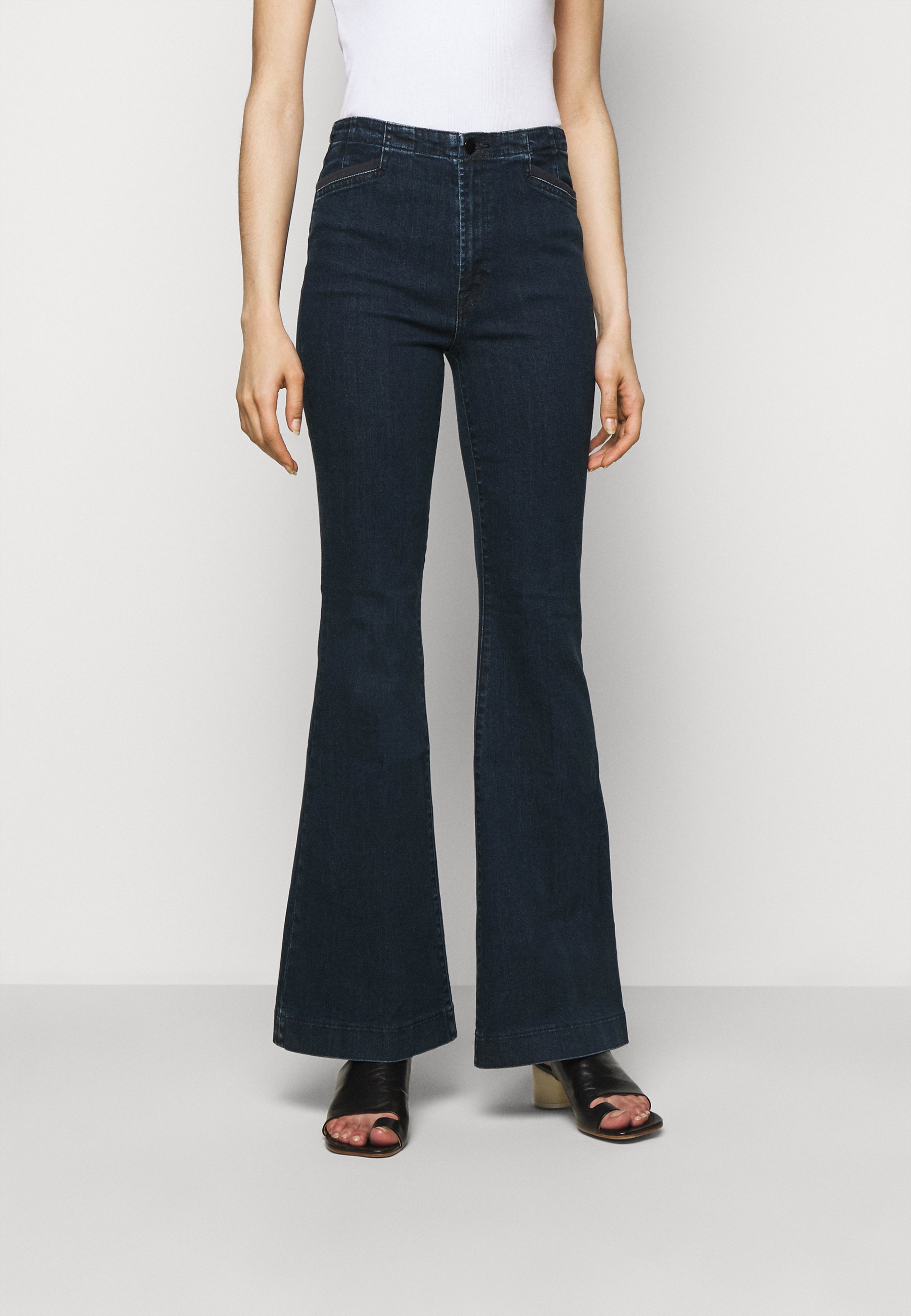 J Brand DARTED HIGH RISE TROUSER - Flared Jeans - civility/dark blue -  Zalando.ie