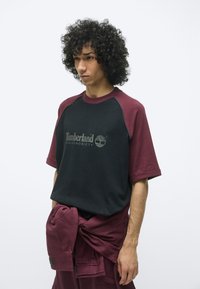 Timberland COLOUR BLOCK RAGLAN TEE - Print T-shirt - black
