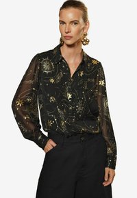 REGULAR FIT - PRINTED  - Button-down blouse - black gold cosmic foil print