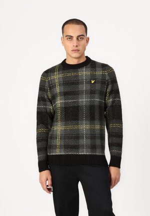 BRUSHED TARTAN CREW NECK - Jumper - jet black