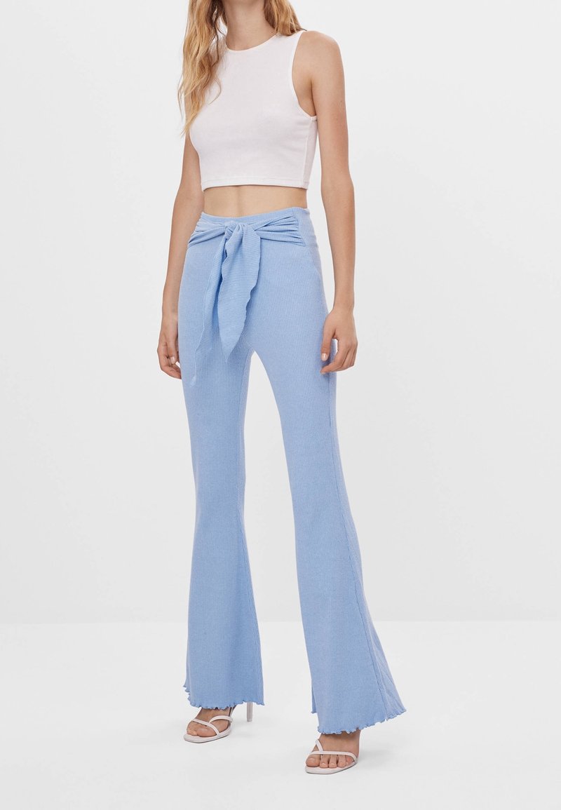 Flared Trousers Bershka Palazzo Pants Bershka Trousers Light Blue