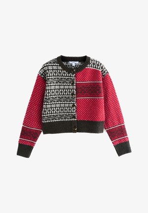 Next TALL FIT - CREW NECK - Cardigan - red chocolate brown fairisle