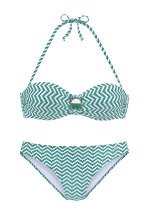 BANDEAU SET - Bikini - grün weiß
