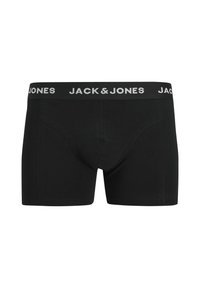 Μαύρα βαμβακερά μποξέρ με στενή εφαρμογή, διαθέτουν ελαστική μέση με την επιγραφή «JACK & JONES» σε γκρι. Ομαλή υφή.