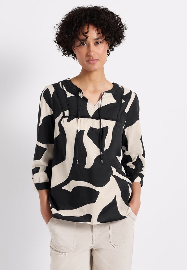 PRINT-MIT TAPE-DETAILS - Bluse - grau