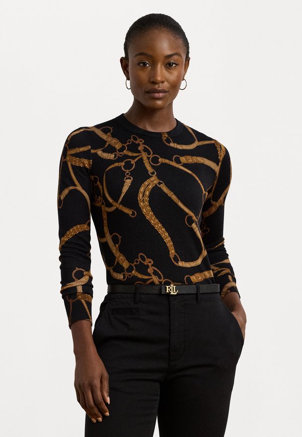 Belting Print Cotton Blend Sweater - Jumper