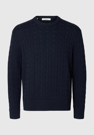 Selected, PULLOVER CABLE KNIT - Pullover - navy blazer