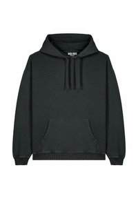 Felpa con cappuccio verde scuro in misto cotone, dotata di tasca a marsupio frontale, cappuccio con cordino e polsini e orlo a coste.