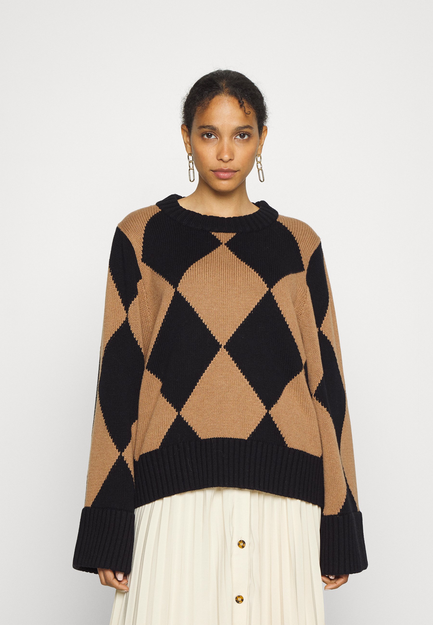 Stylein Aren Jumper black/camel, Women's, Size: Small, Black