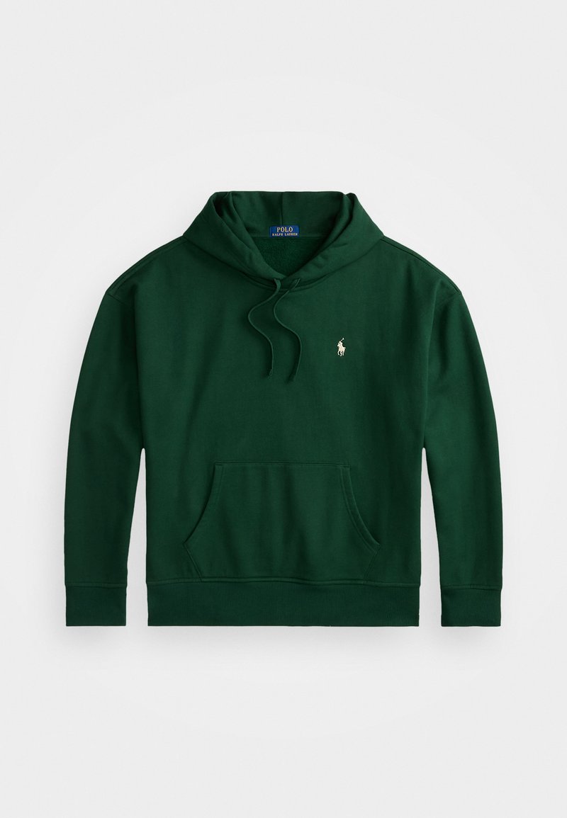 Groene hoodie van katoen, met een kangoeroezak, trekkoordcapuchon en geborduurd logo op de borst. Haze textuur. Regular fit.