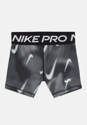 Crne i sive Nike Pro kompresijske kratke hlače s bijelim Swoosh logom i crnim pojasom s natpisom "NIKE PRO".