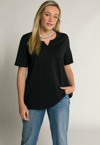 Ulla Popken A-LINIE HALBARM - Triko s potiskem - black
