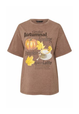 Yours Clothing, PLUS SIZE CASUAL TOPS - T-Shirt print - brown