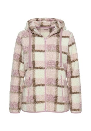 Ulla Popken, TEDDYJACKE, KAROMUSTER, KAPUZE, LANGARM - Giacca in pile - soft pink