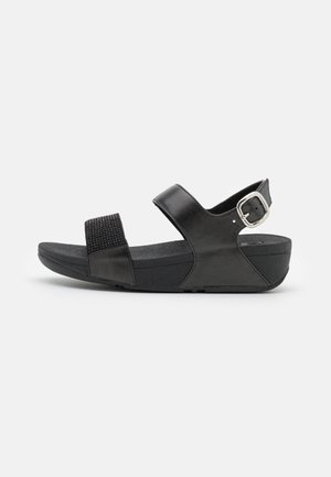 LULU CRYSTAL EMBELLISHED BACK STRAP - Sandalen met plateauzool - all black