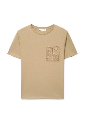 Terranova, CON TASCHINO MACRAMÈ - T-shirt con stampa - beige scuro