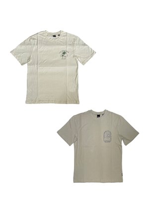 2ER PACK GESCHNITTEN RUNDHALS KURZARM - Print T-shirt - steingrau